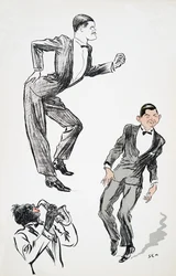 Two men in black tie dance to a musician on the saxophone, from White Bottoms, pub. 1927